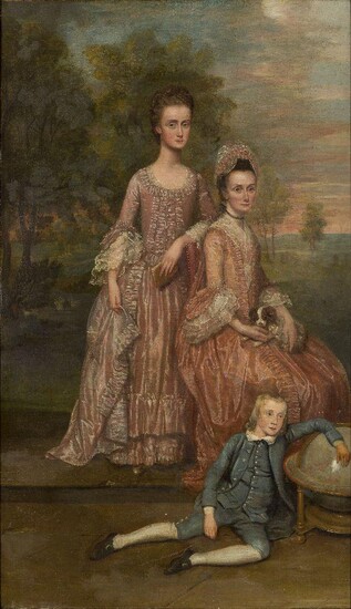English School, 18th Century- Portrait of two girls, traditionally identified...