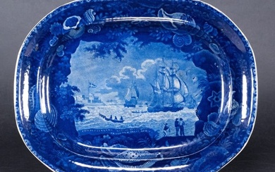 Enoch Wood Historical Blue Staffordshire Platter "Gold Coast Africa"
