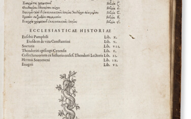 Eusebius Pamphilus (260/265-339/340 CE) Ecclesiasticae Historiae. Paris: Robert Stephanus, 1544. Editio princeps, thick...