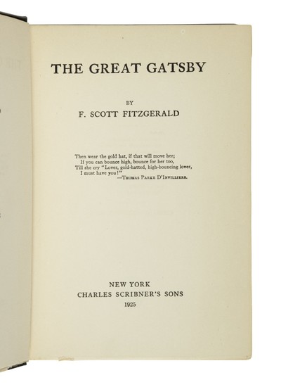 FITZGERALD, F. SCOTT | The Great Gatsby. New York: Charles Scribner's Sons, 1925