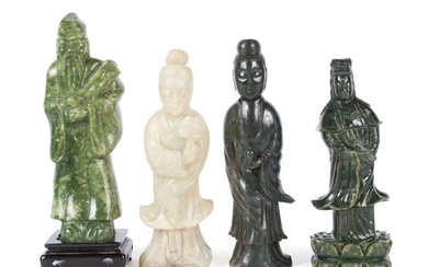 FOUR CHINESE CARVED HARDSTONE FIGURES