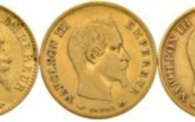 FRANCIA. TRE MONETE DA 10 FRANCHI (1857, 1858, 1864)...