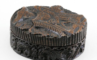 FRENCH CARVED OAK SNUFF BOX Late 17th Century Length