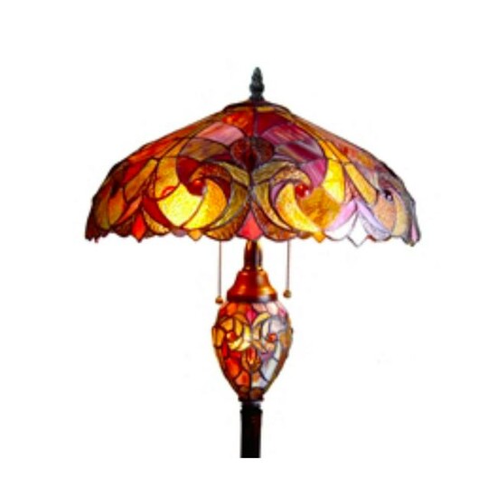 Fall Flame Stained Art Glass 3-Light Floor Lamp