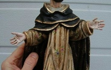 Fine Hand Carved Wood Statue: "St. Dominic" 12 1/2" ht.