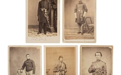 Five Civil War CDVs, Incl. Identified New York Officers