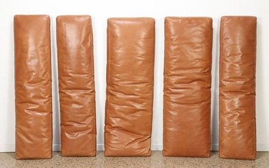 Five leather cushions. Dimensions Narrow Cushion: 63" X 15" X 3.5" Dimensions Wide Cushion: 63" X