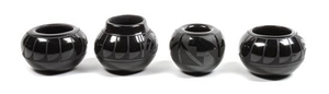 Four San Ildefonso Miniature Blackware Bowls
