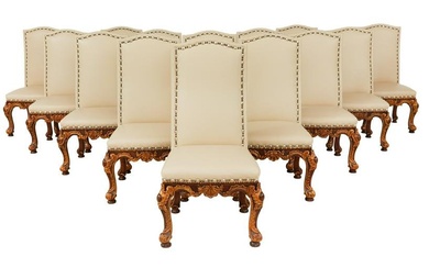 Fourteen Custom Hermes-Leather-Covered Chairs