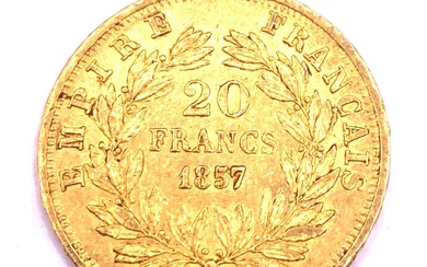 France - Pièce de 20 francs empire français au profil de l'empereur Napoleon III (tête...