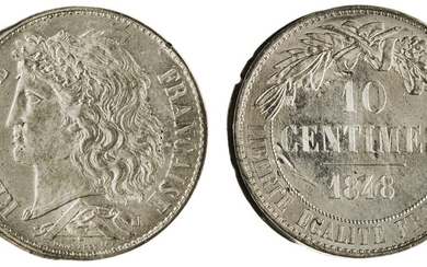 France. Second Republic. Concours de 1848. Pattern 10 Centimes, 1848. By Dantzell. Pewter. 8.1...