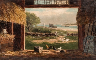 Frank Henry Shapleigh (American, 1842-1906) View Through the Barn Door to the Sea