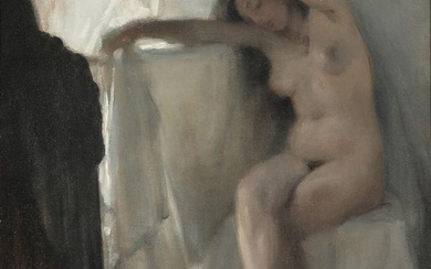 Frans Schwartz (b. Copenhagen 1850, d. s.p. 1917) A female nude. Signed...