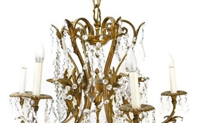 French Cast Gilt Bronze and Crystal Chandelier