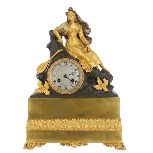 French Empire ormolu and bronze two train mantel clock, the ...