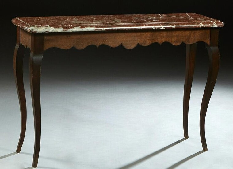 French Louis XV Style Carved Beech Marble Top Console