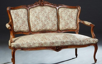 French Louis XV Style Carved Walnut Settee, early 20th