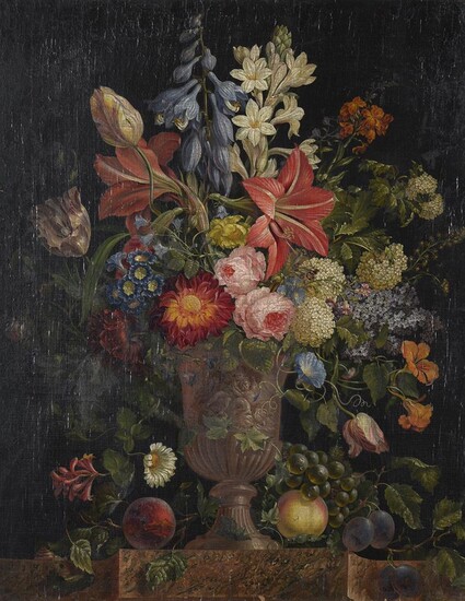 French School (early 19th century), Still life of flowers in a vase