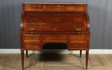 French Tambor Front Desk with Marble Top