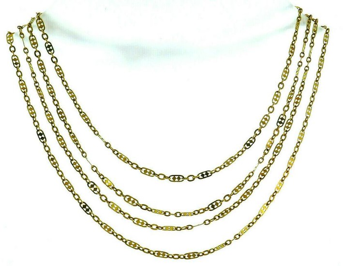 French Victorian 18k Yellow Gold Long Fancy Filigree