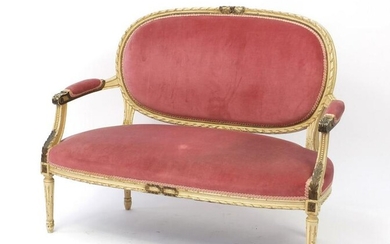 French style cream and gilt two-seater salon settee