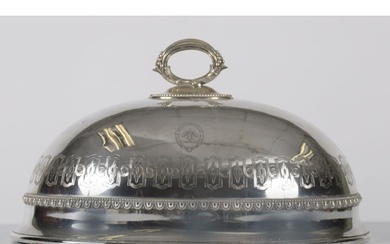 GEORGE III CRESTED SHEFFIELD-PLATED MEAT COVER