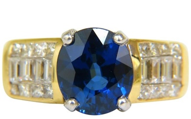 GIA 4.93 Carat Natural Top Gem Sapphire Diamond Ring Classic Set