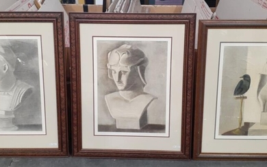 Geoffrey Lafosse (3 works) " Sculpture Studies", charcoal, frame: 100 x 80cm (2); 94 x 79cm signed upper right