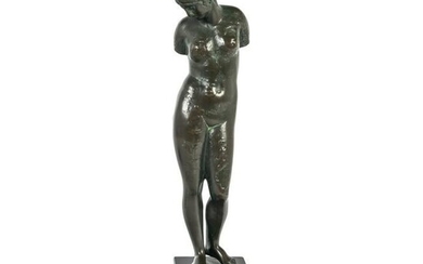 German Art Deco Bronze Female Nude Art Sculpture