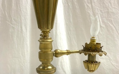 Gilt Metal Victorian Table Lamp W Arm