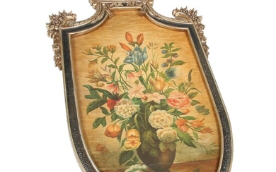 Giltwood Framed Floral Shield-Shaped Wall Plaque