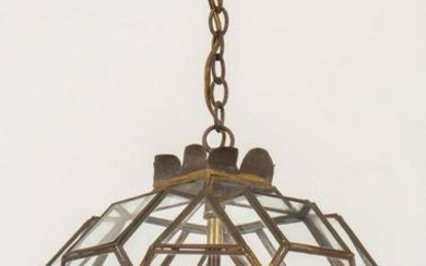 Glass Polehedral Four Light Ceiling Pendant
