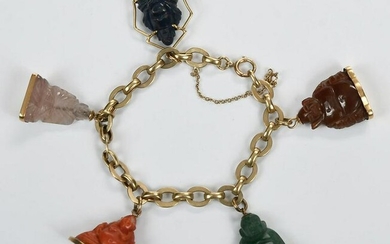 Gold Carved Gemstone Buddha Bracelet