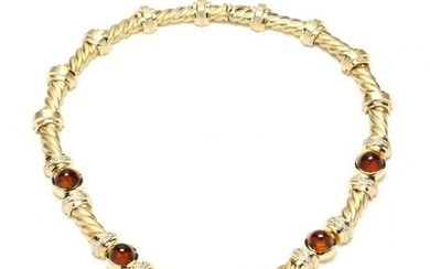 Gold, Citrine, and Diamond Necklace
