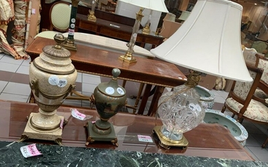 Group of 3 Items, Lamp and Two Urns