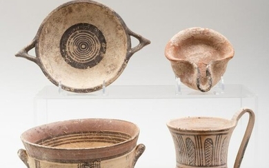 Group of Three Greek Painted Pottery Articles, possibly