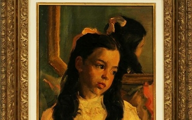 HANS KRAUSS OIL ON CANVAS, PORTRAIT OF A GIRL