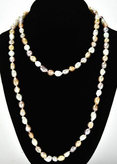 Hand Knotted Multi Color Baroque Pearl Necklace