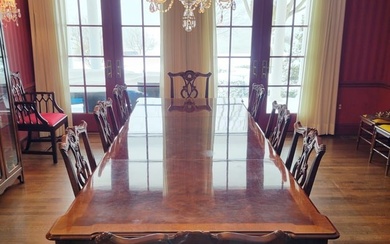 Henredon (American (Est. 1945)) Chippendale Style Mahogany Dining Room Table Ca. 1990, "Rittenhouse