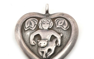 SOLD. Henry Heerup: A sterling silver heart-shaped pendant. Signed Heerup. Made by Anders Nyborg. L....
