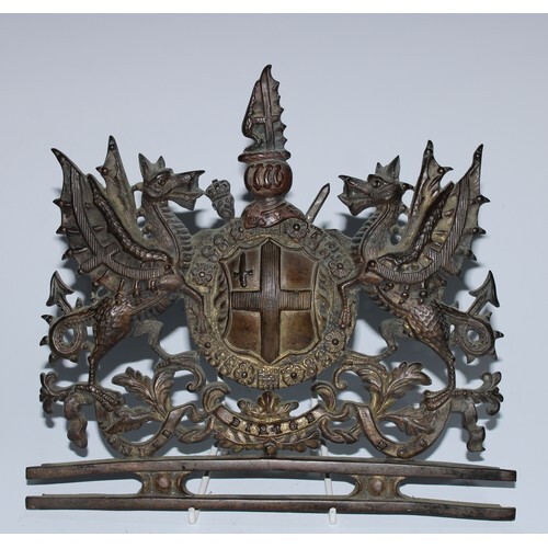 Heraldry - a 19th century cast armorial, the arms of the Cit...