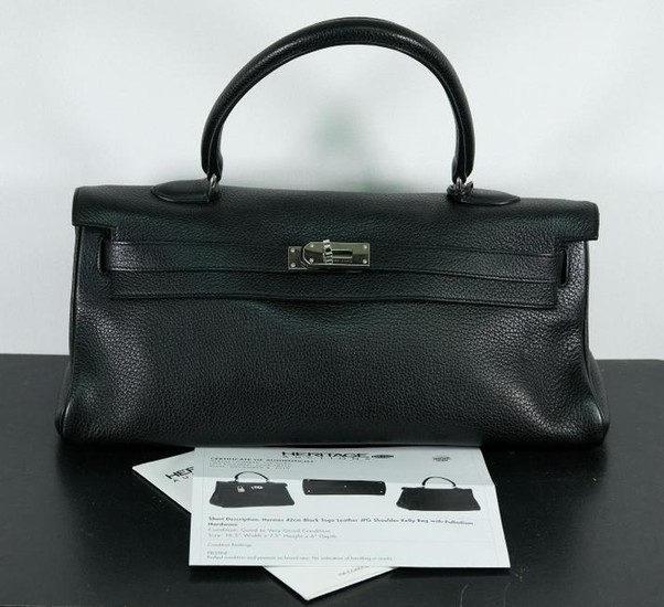 Hermes Black TOGO Leather JPG Kelly Bag 42cm