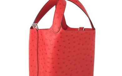 Hermes Picotin Lock 18 Bag Rouge Exotique Ostrich Tote