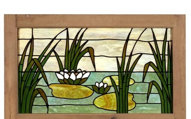 In the Art Nouveau Style, A "Pond Lily" Leaded Glass
