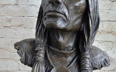 Indigenous Chief Bust Bronze Sculpture
