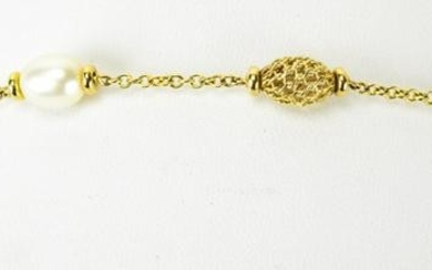 Italian 14kt Yellow Gold & Pearl Bracelet