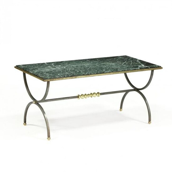 Italian Steel, Brass, and Marble Coffee Table