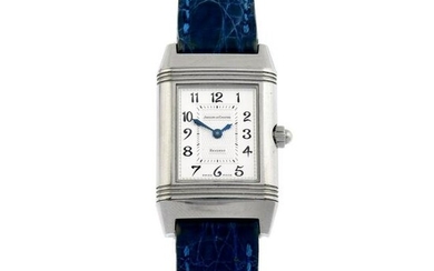 JAEGER-LECOULTRE - a Reverso Duetto wrist watch. Factory diamond set stainless steel reversible