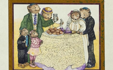 JANE BRESKIN ZALBEN. "Papa said the brachas over the wine and challah." Illustration...