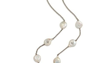 JUDITH RIPKA, CULTURED BAROQUE PEARL LOMGCHAIN NECKLACE